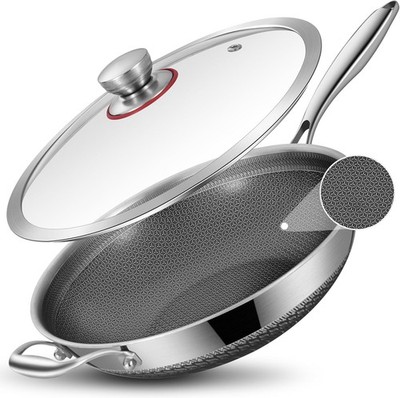 13-inch Nonstick Wok & Stir-fry Pan with Lid, Induction Compatible, Tri-ply