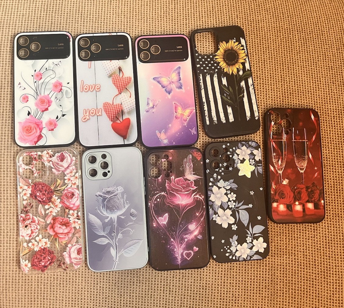 iPhone 12 Pro Max Case Lot of 9 Floral Roses Butterflies Design-image