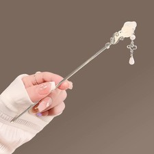Elegant Hair Hairpin with Antique For Ruyi Design and Xiangyun Jade for Braids
