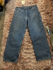 Carhartt Men's Blue Denim Lined Jeans 5-Pocket Design Solid