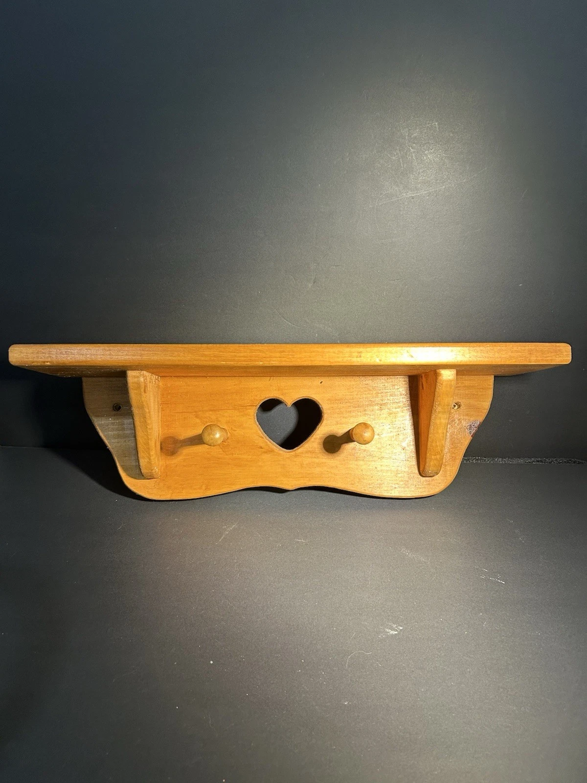 Vintage Farmhouse Solid Wood Handmade Country Shelf with Heart Accent 20”x6”x5