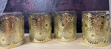 Image of Metal Cut-Out Tealight Candle Holders Set of 4 Geometric (Glass)