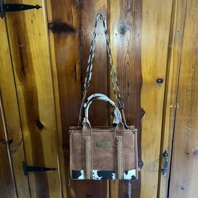 Wrangler Cow Printed Leather Concealed Carry Purse WG102-8120SBR New