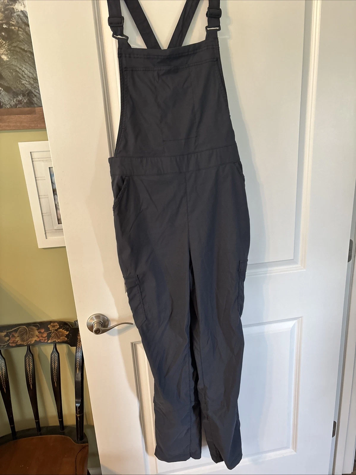 Duluth Trading Overalls Dry On The Fly Blue Bib Gray Gardening Outdoor Womens 12
