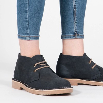 Roamers M467 Original Unisex Erwachsene Wildleder Schnürstiefel Freizeit Navy Blau Desert Boots