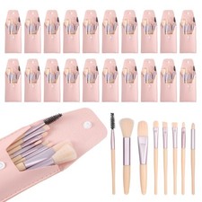 20 Sets Pink Travel Makeup Brush Set Bulk Synthetic Fiber Ivory Beige
