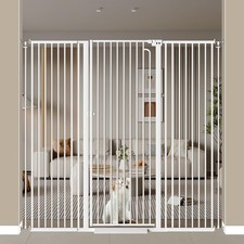 57" Extra Tall Cat Pet Gate for Doorway, 57.4"-62.2" Wide Pet Gate for Cats W...