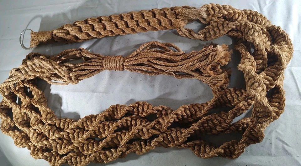 Colgador de macramé para plantas colgantes grande vintage hecho de material de cuerda pesada 100" Foto 2 de 4