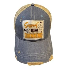 Popfizzy Support Day Drinking Hat, Distressed Beer Drinking Hat for Drinkers