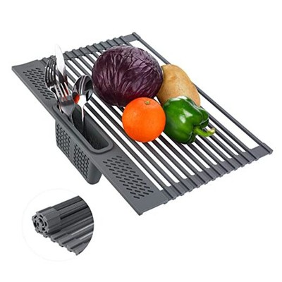 Kitchen Roll-Up Dish Drying Rack, Multifunctional Rollable Over 168light Grey