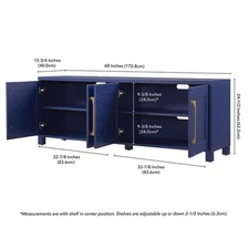 Henn&Hart 2-Cabinet Engineered Wood TV Stand for TVs up to 75" in Dark Blue
