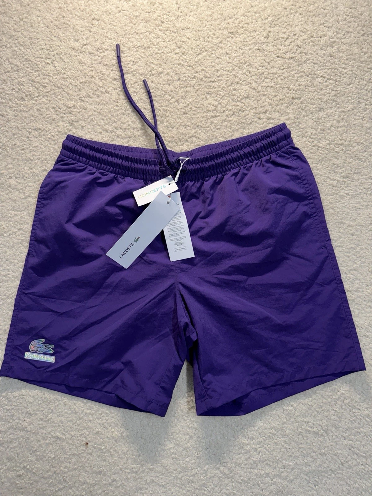NWT Lacoste x Concepts Swim Shorts Purple Mens Size Small