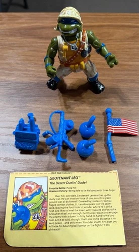 VTG Teenage Mutant Ninja Turtles TMNT LIEUTENANT LEO 1991 complete w/cardback