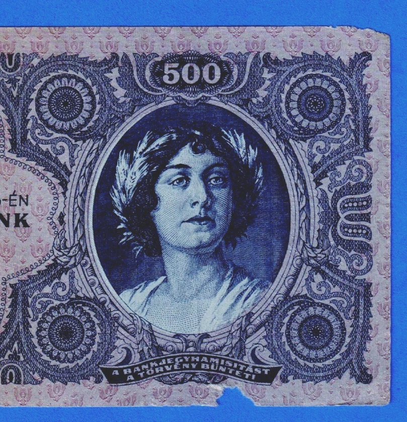 Hungary 500 OTSZAZ PENGO 1945 P-117a Circulated Note K289 025204 - Image 3 of 4