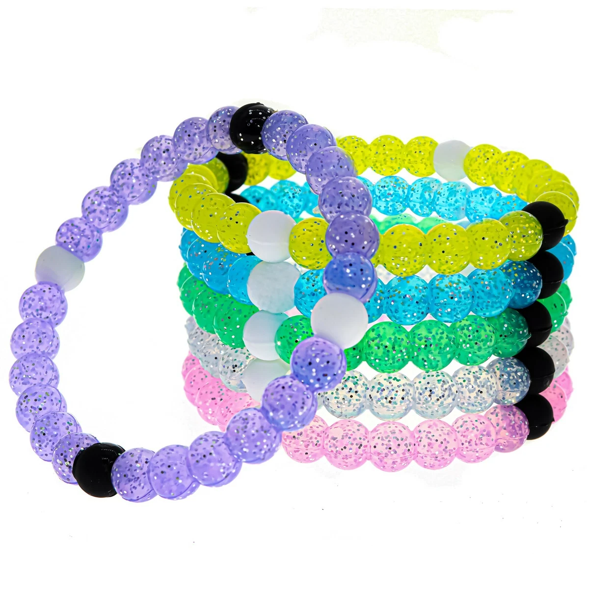 6 PCS Glitter Bracelets for Girls, Sparkly Beaded Silicone Friendship  Bracelets