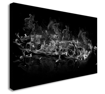 F1 Formel 1 Abstraktes Auto Schwarz Weiß Leinwand Wandbild Kunstdruck. Verschiedene Größen