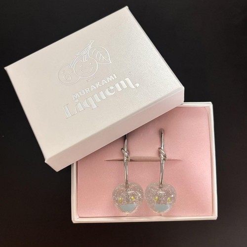 Takashi Murakami x Liquem Silver Cherry Pierced Earrings 2024 Limited JP - Picture 3 of 3