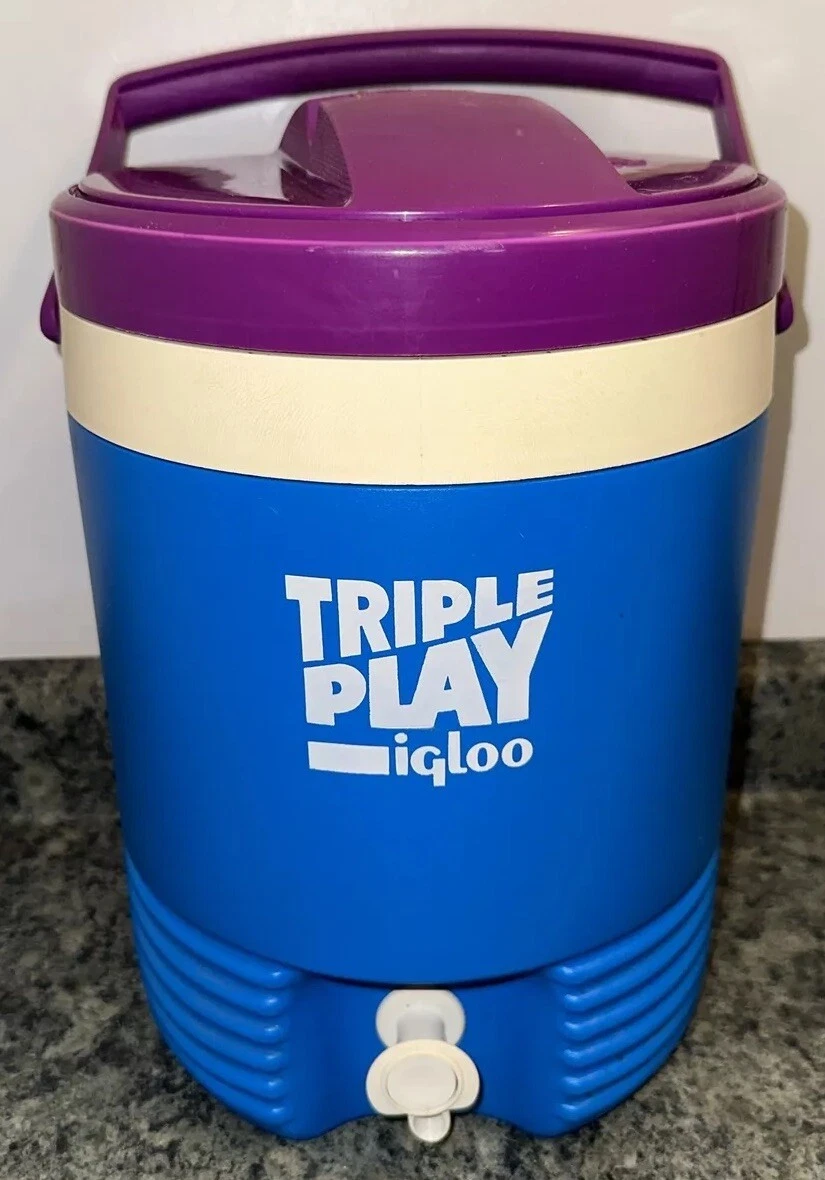 Vintage 1990’s Triple Play Igloo Drink Dispenser and Igloo Beverage Cooler Blue