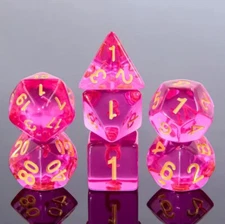 NEW RPG / D&D / AD&D Dice Set of 7 - Gem Fuscia Pink