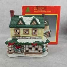 Vintage Hand Painted Porcelain General Store Christmas Musical Tune Silver Bells