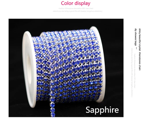 10 Meter Crystal Rhinestone Trim Beaded Ribbon Silver Close Chain Sewing DIY - Picture 9 of 24