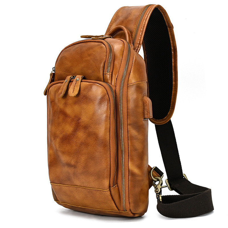 Men Vintage Genuine Leather Shoulder Bag Sling Crossbody  display picture 1