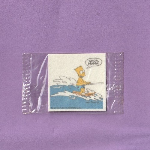 1991 The Simpsons Mini Stickers Iron ons Hostess Chips Card 2 Sided Donuts Usa 2 - Picture 1 of 2