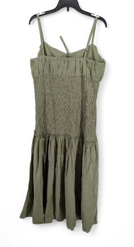 ASOS Design Damen gesmoktes Midikleid Sommerkleid Boho Baumwolle salbeigrün Größe 8 - Bild 4 von 6