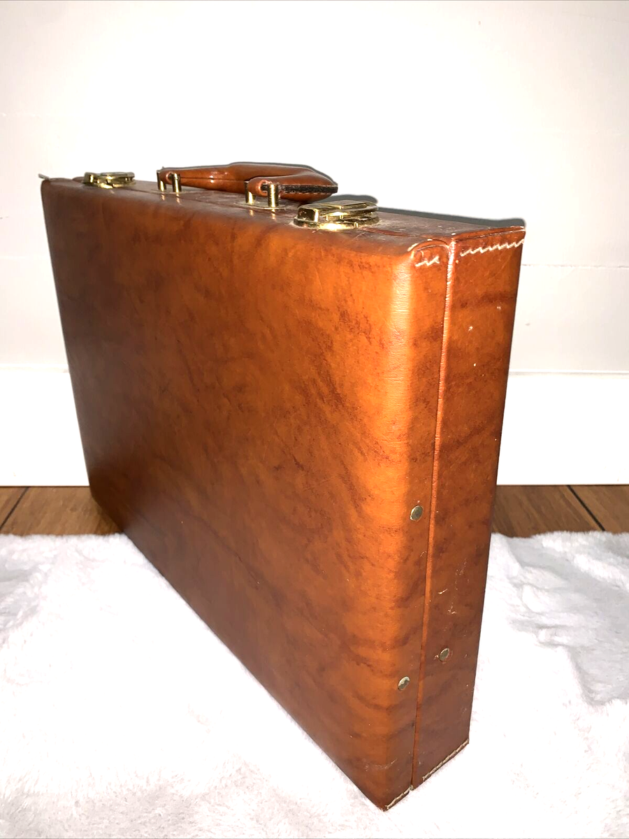 Vintage Leather Briefcase 18” Brown Tan Work Office by Howe