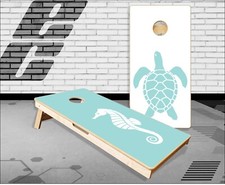 Beach Turtle Seahorse Cornhole Boards Bean Bag Toss Game