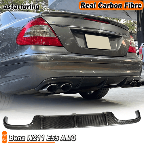Fit For Benz W211 E55 AMG 2002-2006 Rear Bumper Diffuser Lip Spoiler REAL CARBON - Picture 2 of 16