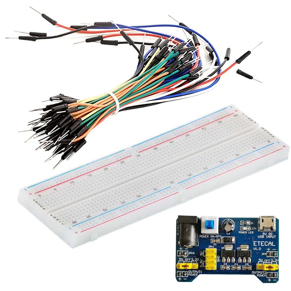 Thread Board System Breadboard Starter Kit 830 Tie Points Solderless Breadboard Kit - MB ...