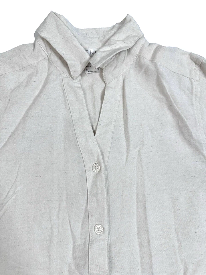 Blusa Venus Feminina Blusa Top Manga Babado Manga Alta Baixa Creme Tamanho 6 - Imagem 2 de 4