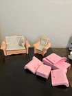 Vtg 1987 Barbie SWEET ROSES Sofa/Bed & Chair  Living Room Set EUC! Extra Pieces