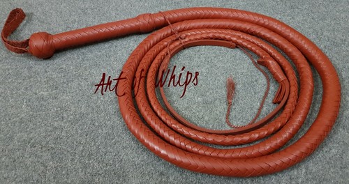 10 Feet 12 Plait Professional Bullwhip Top Grain Cowhide Tan Leather Custom Whip - Picture 5 of 9