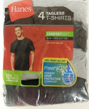 Hanes Tagless T-Shirts S 34-36 or XL 46-48 Comfort Soft 4 Pack Asst Gray Black