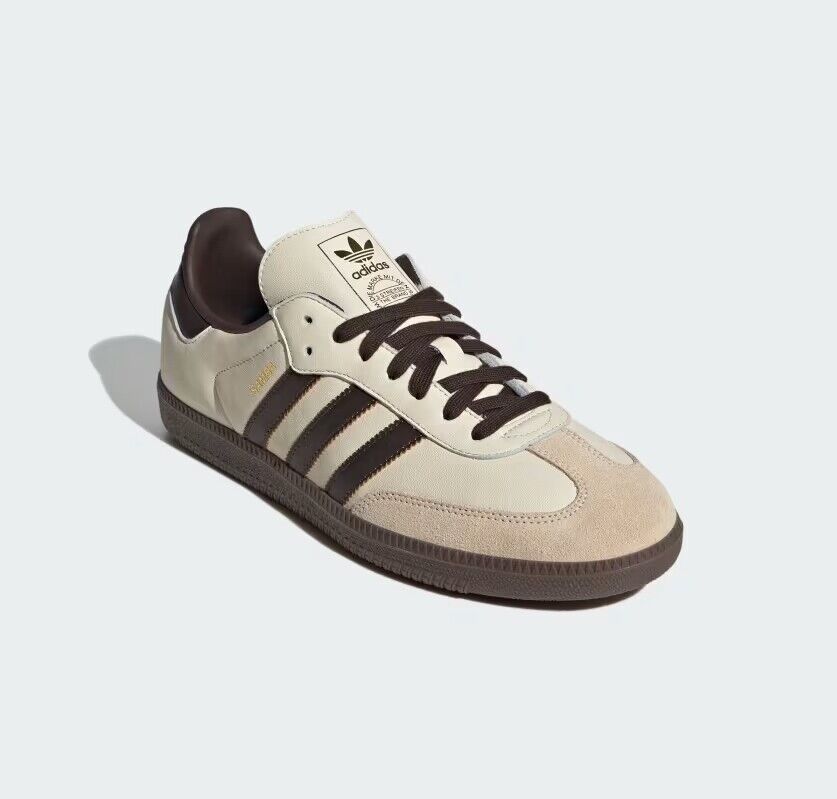 New Adidas Samba OG Leather Shoes - Cream White / Dark Brown New Adidas Samba OG Leather Shoes - Cream White / Dark Brown