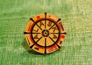Alaska Souvenir Pin Pinback Nautical Flags 