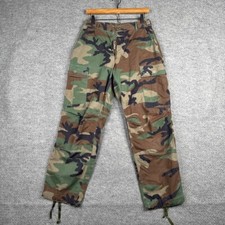 Vintage Military Cargo Pants Mens Small Short Woodland Camo Baggy Streetwear