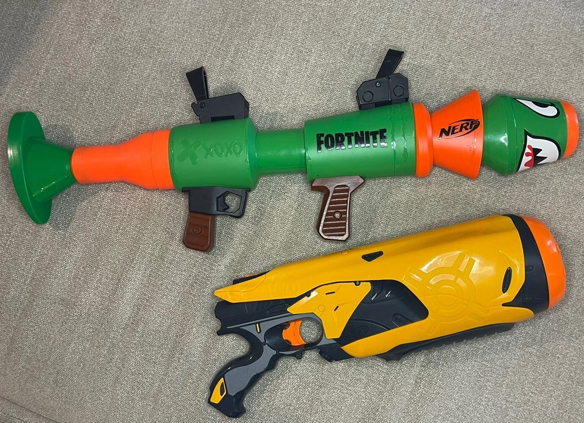 LOT OF 2 Nerf Guns Fortnite RL Blaster Rocket Launcher / Swarmfire 20  Motorized