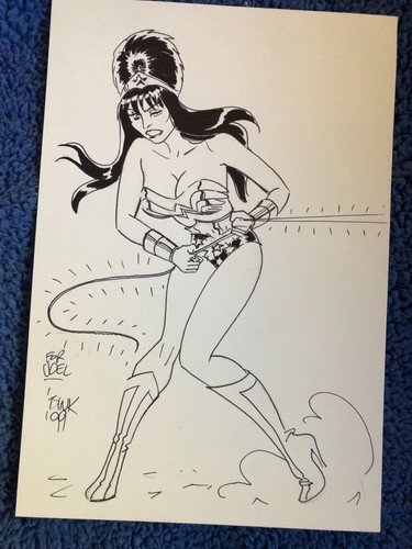 DC Comics Elvira as WONDER WOMAN convention drawing by JOHN HEEBINK - 1999 art - 第 1/1 張圖片