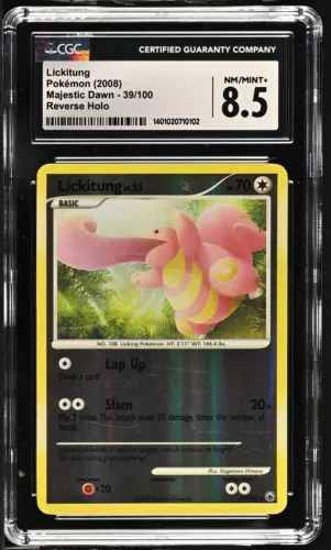 CGC 8.5 Lickitung 39/100 Reverse Holo Pokémon 2008 Majestic Dawn