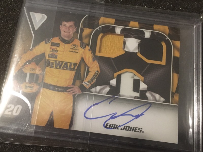 Erik Jones Autographed Triple Race Used Relic Card