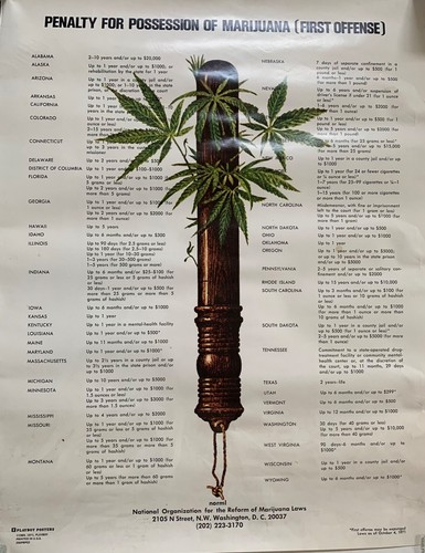 Pot Penalties (1971) State-by-State / Vintage Playboy Poster (NORML) / RARE!!!