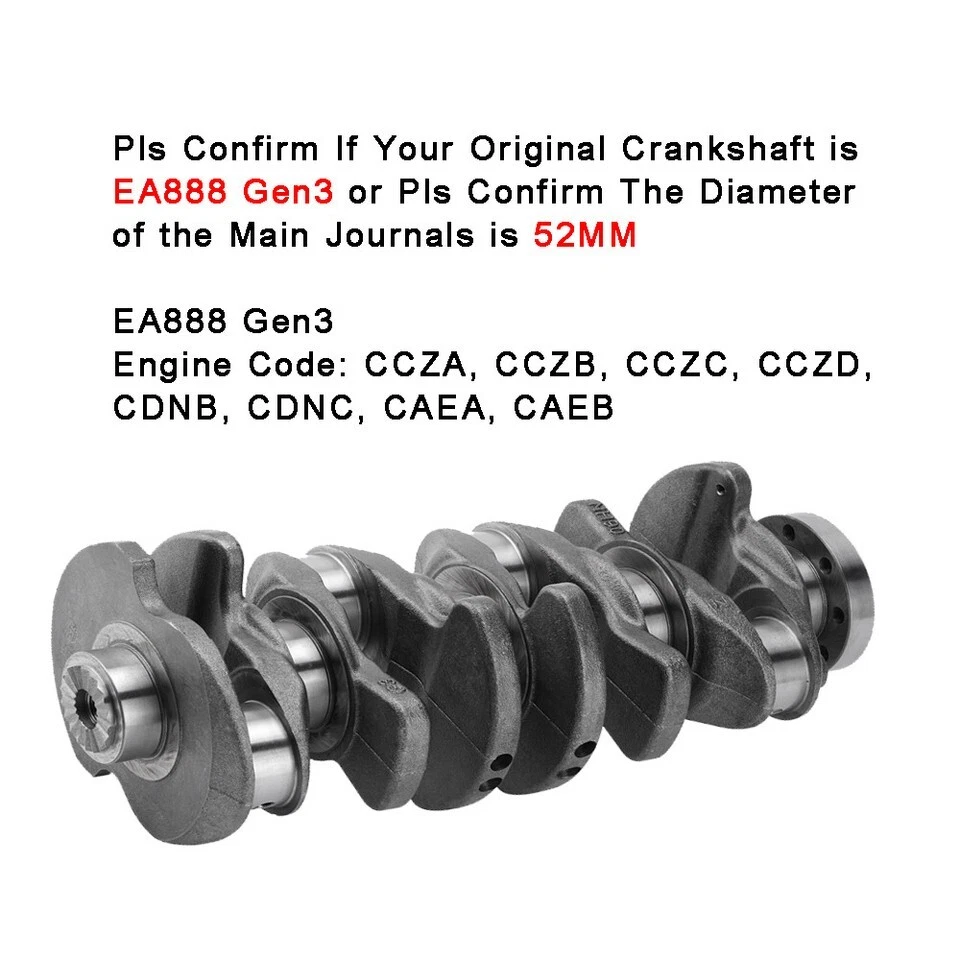 Engine Overhaul Rebuild Kit Crankshaft For 2.0 TSI Audi A3 A4 A5 A6 A7 Q3 TT TTS - Image 3 of 4