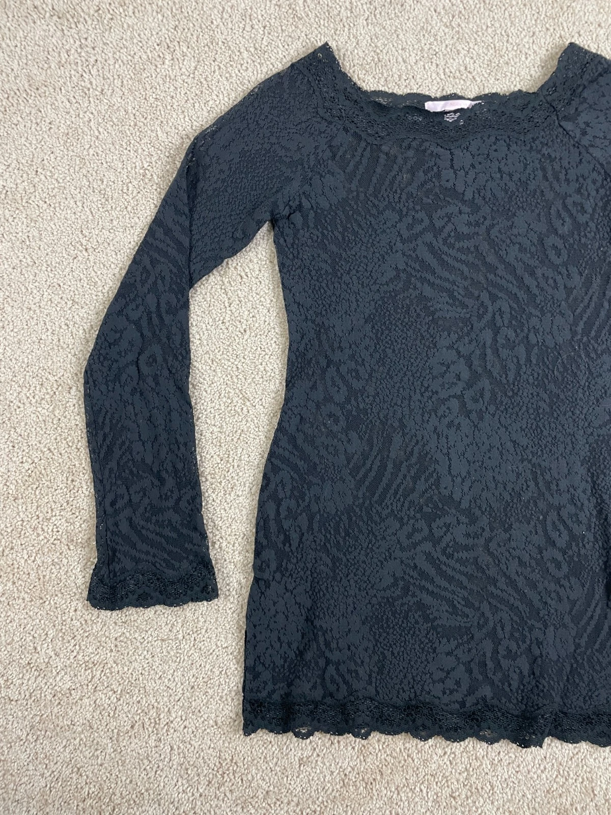 UNDERCOVER Abito tubino Victorias Secret donna grande scollo barca pizzo maglia tinta unita nero