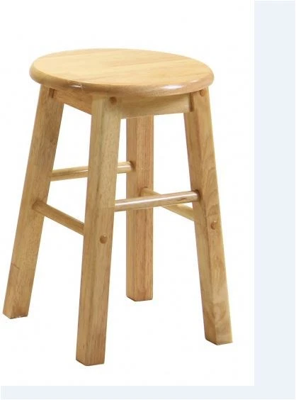 Two Small Wooden Bar Stools Traditional Natural Finish 46cm 18