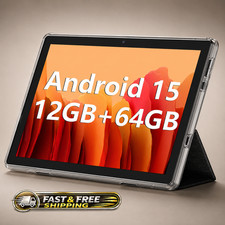 ECOPAD 10.1 Inch Tablet, Android 15 Tablets 12GB 4 8 RAM / 64GB ROM / 1TB SD Ca