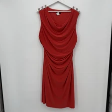 MSK Red Cowl Neck Ruched Formal Dress Rhinestone Size 16 Y2k
