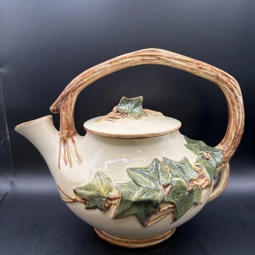 McCoy USA 1940s Green Ivy Pattern Teapot W/ Lid “READ”SEE PHOTOS
